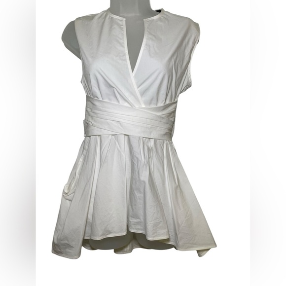 Banana Republic New NWT White Cotton Cummerbund Tank Size 0 - Picture 2 of 7